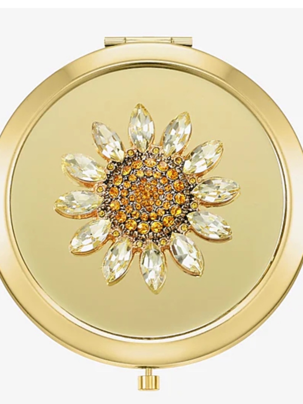 Monet Gold Floral Sunflower Jeweled Compact Mirror - Picture 7 of 7